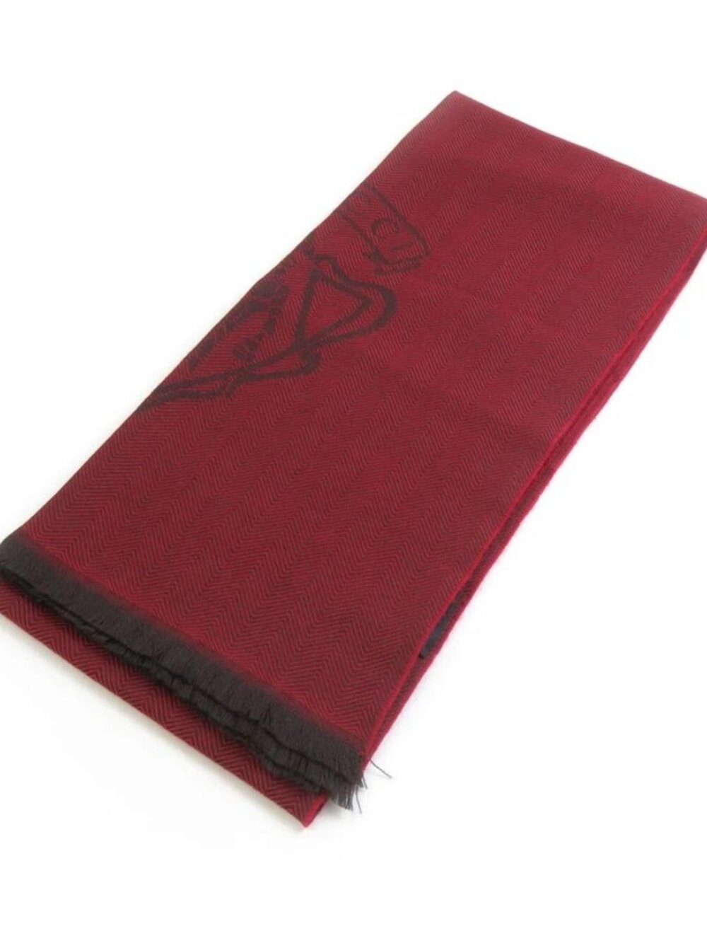 GUCCI Muffler Scarf Stole Dark Red Wool -